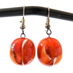 💞💗 Coral Marble Stone Dangle Earrings